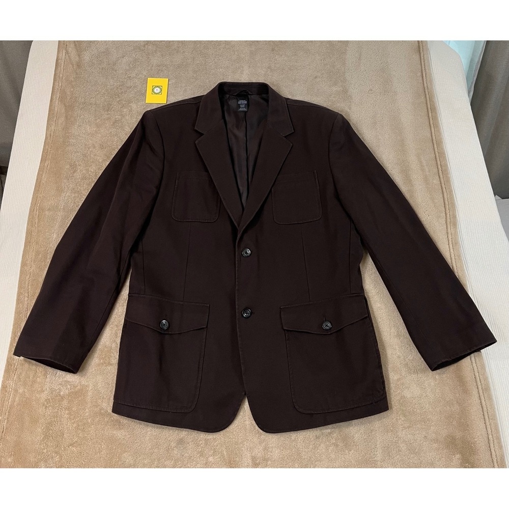 Claiborne Blazer Modern Fit Men's size 42 Short Brown Cotton 4 Pocket Jacket EUC